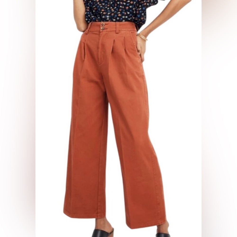 Madewell, Pleated Wide-Leg Pants, 10 Petite, khakis